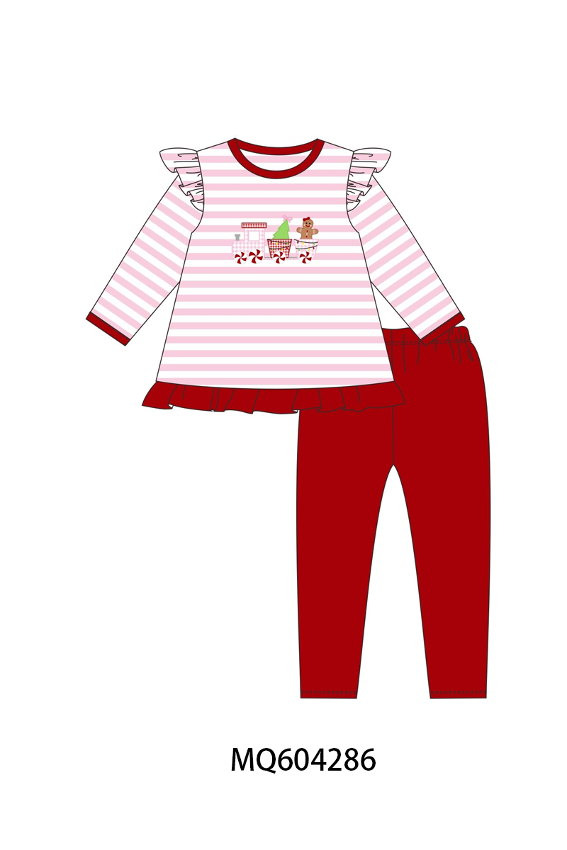 PO89 Pink&blue stripe train christmas tree gingerbread embroidery collection - closing 5/4 - ETA late october