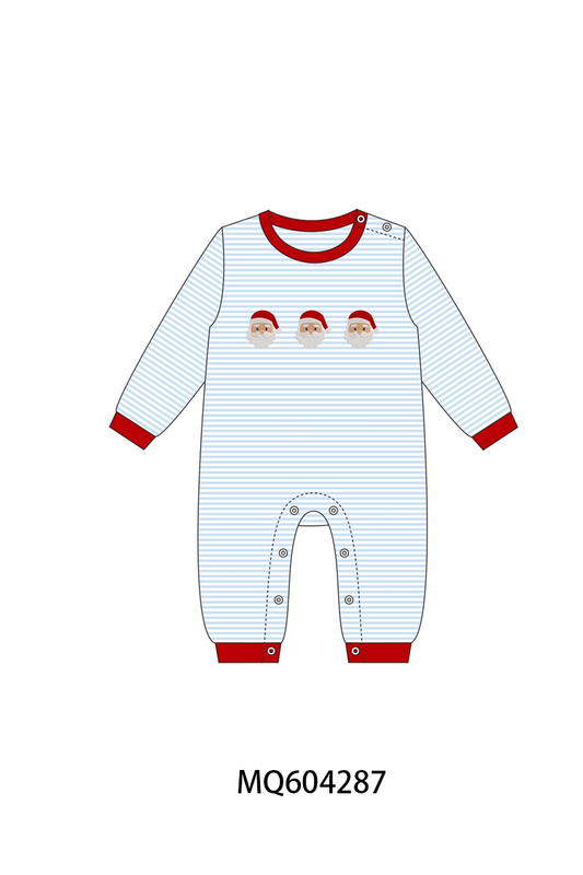 PO89 Blue stripe christmas santa claus embroidery collection- closing 5/4 - ETA late october