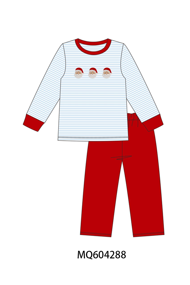 PO89 Blue stripe christmas santa claus embroidery collection- closing 5/4 - ETA late october