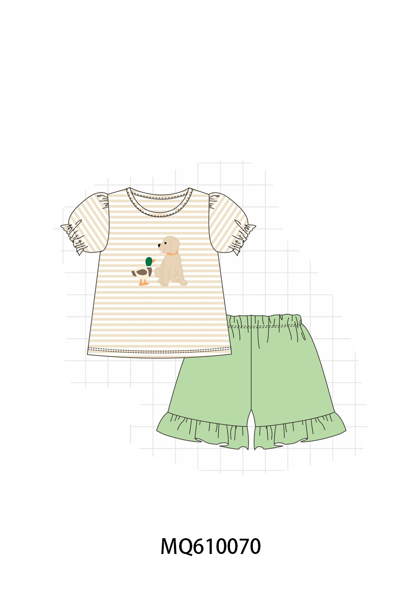 PO109 Green mallard puppy embroidery stripe collection -closing 11/2- ETA May