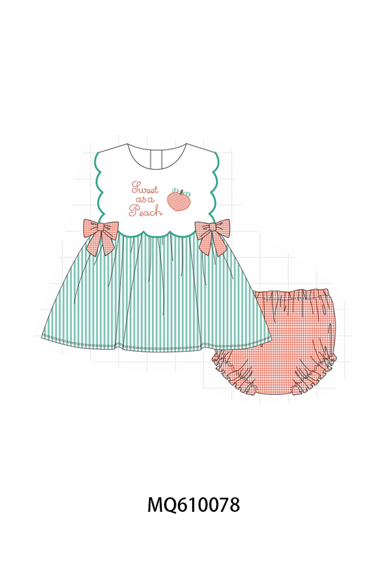 PO109 Green stripe sweet as a peach embroidery collection -closing 11/2- ETA May