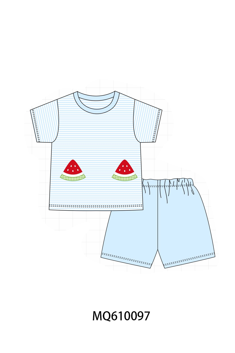 PO109 Blue stripe watermelon applique stripe collection -closing 11/2- ETA May