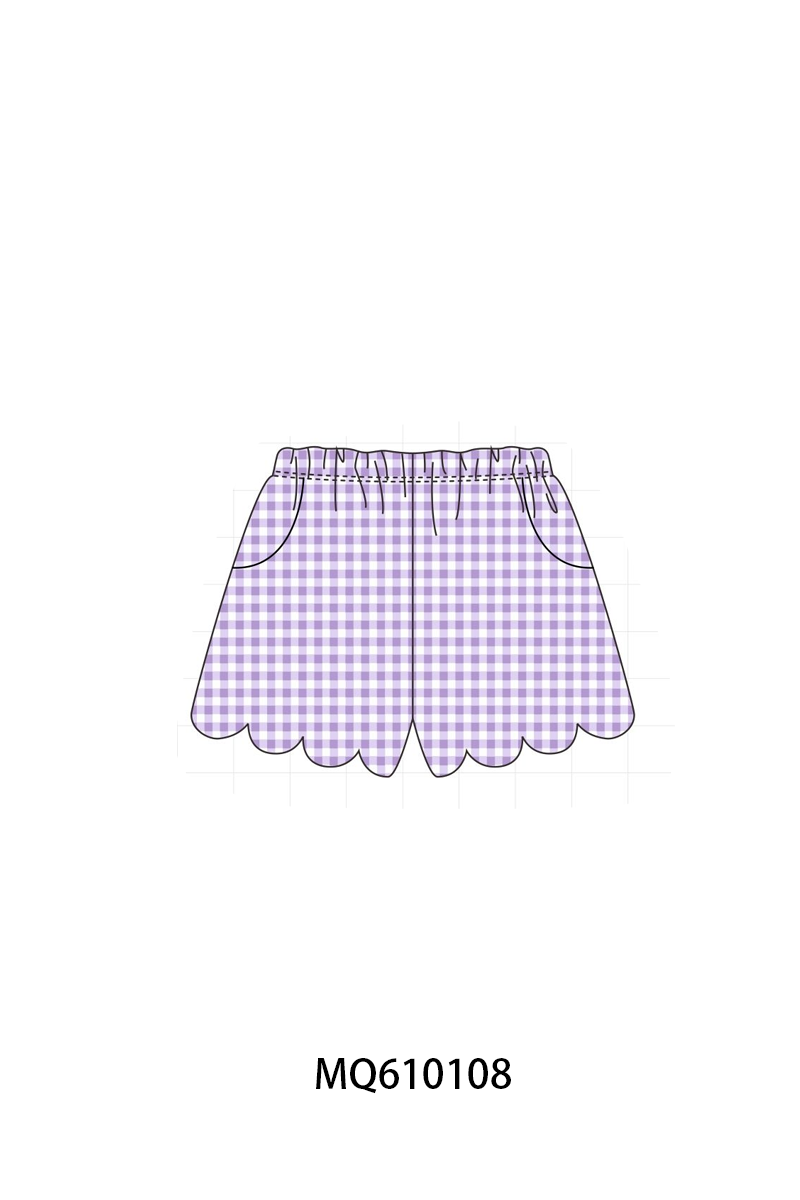 PO109 Muticolored gingham scalloped shorts collection -closing 11/2- ETA May