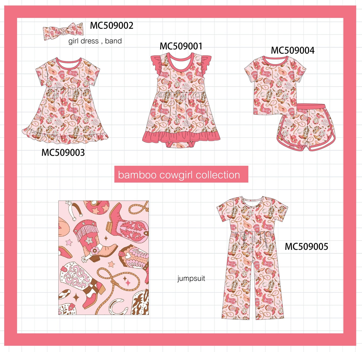 PO65 Pink cowgirl bamboo collection - closing 9/15- ETA late January