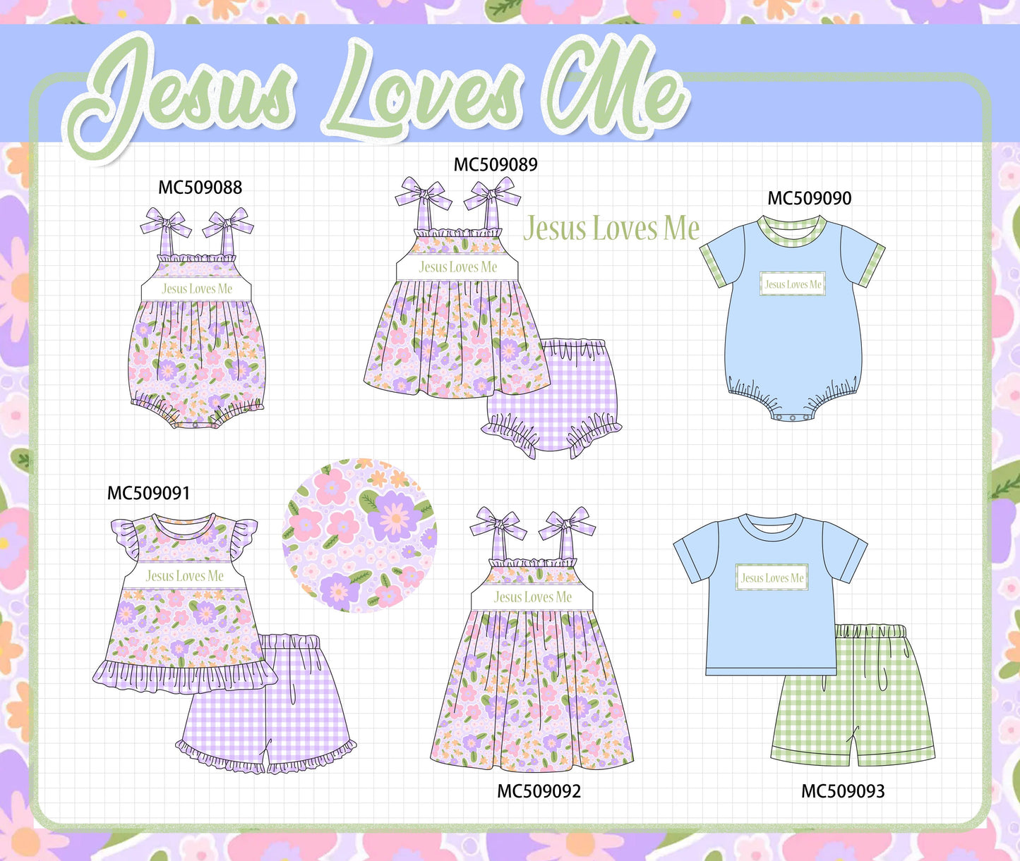 PO65 Purple floral Jesus loves Me embroidery collection - closing 9/15- ETA late January