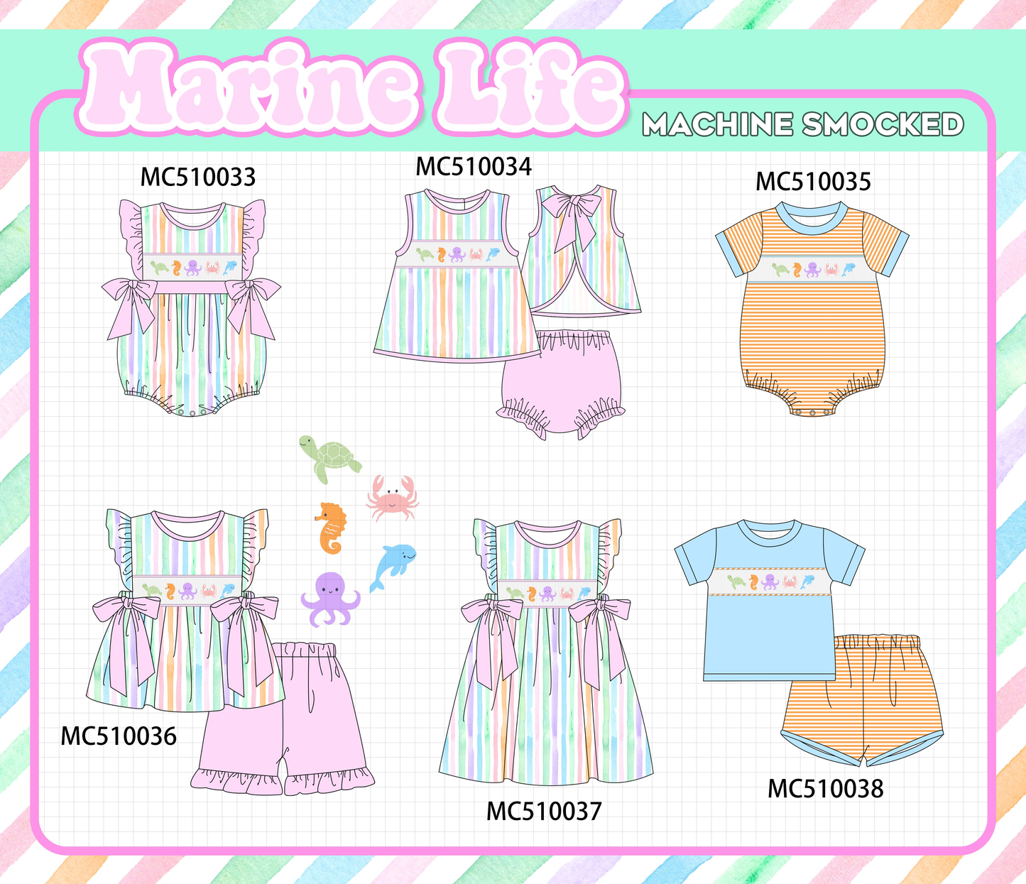 PO69 Purple marine smocked stripe collection- closing 10/27 - eta early march