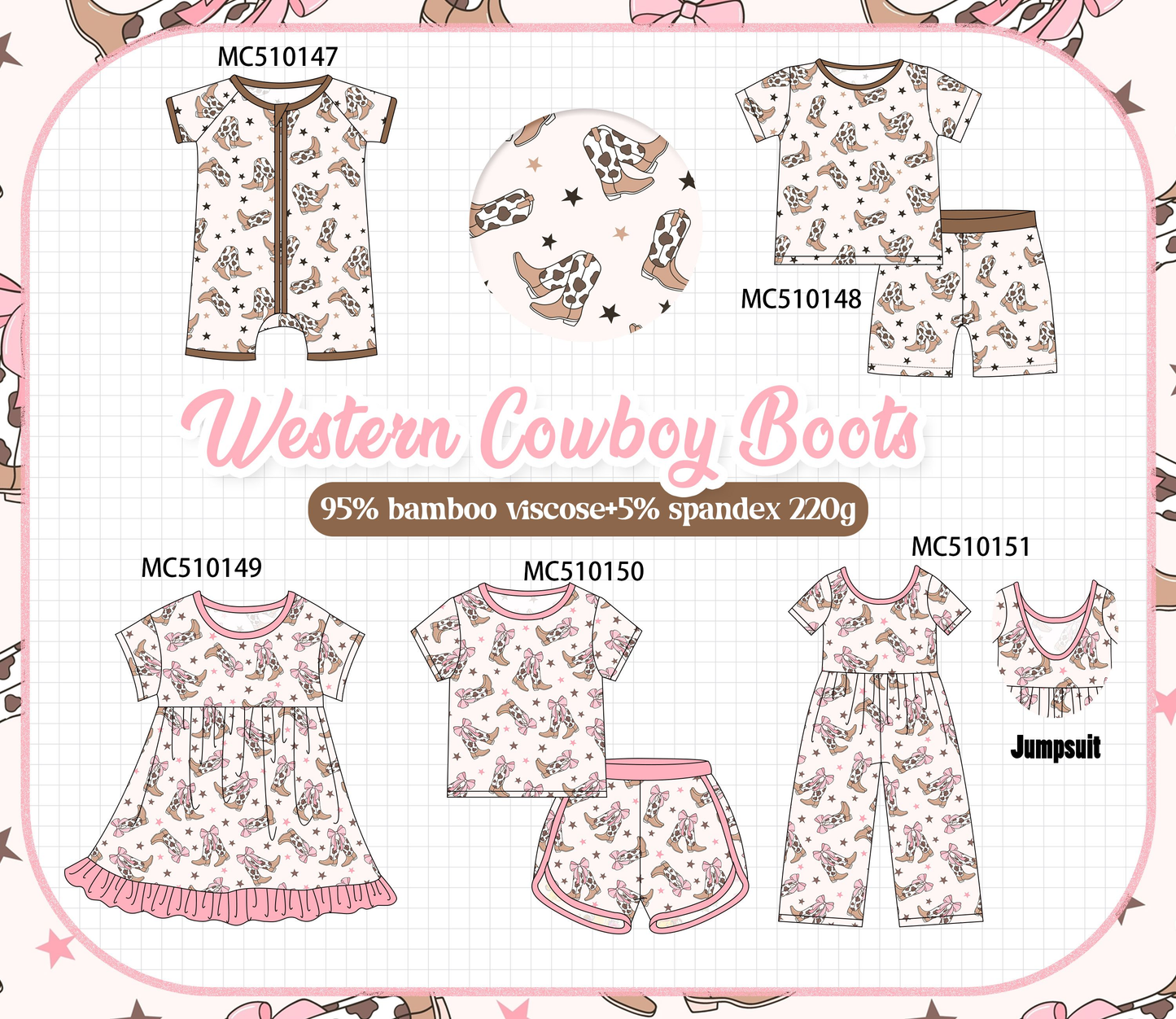 PO69 Western cowboy boots print bamboo collection- closing 10/27 - eta early march