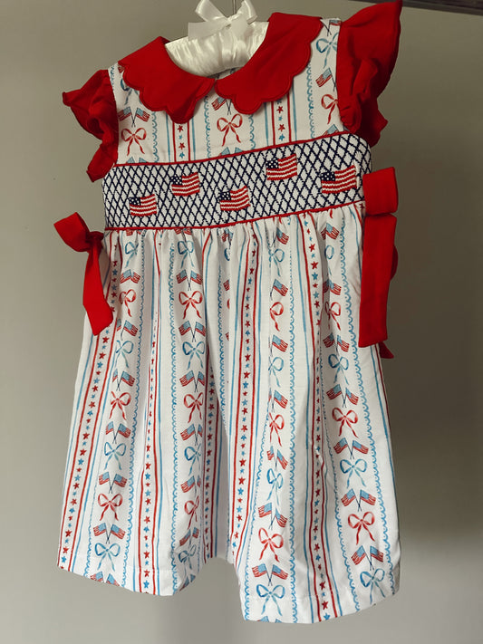 Girls handsmocked patriotic dress