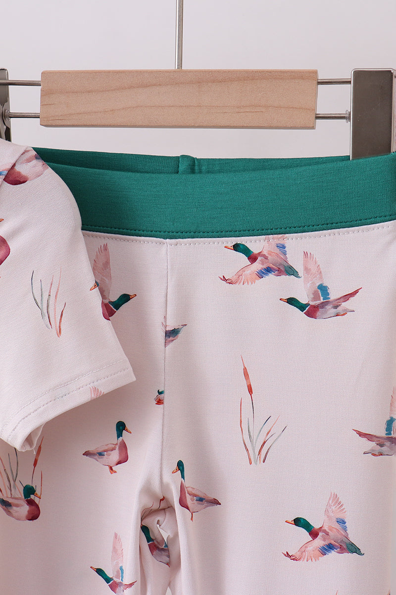 Green duck bamboo pajama set