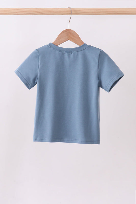 Blue racing car applique top