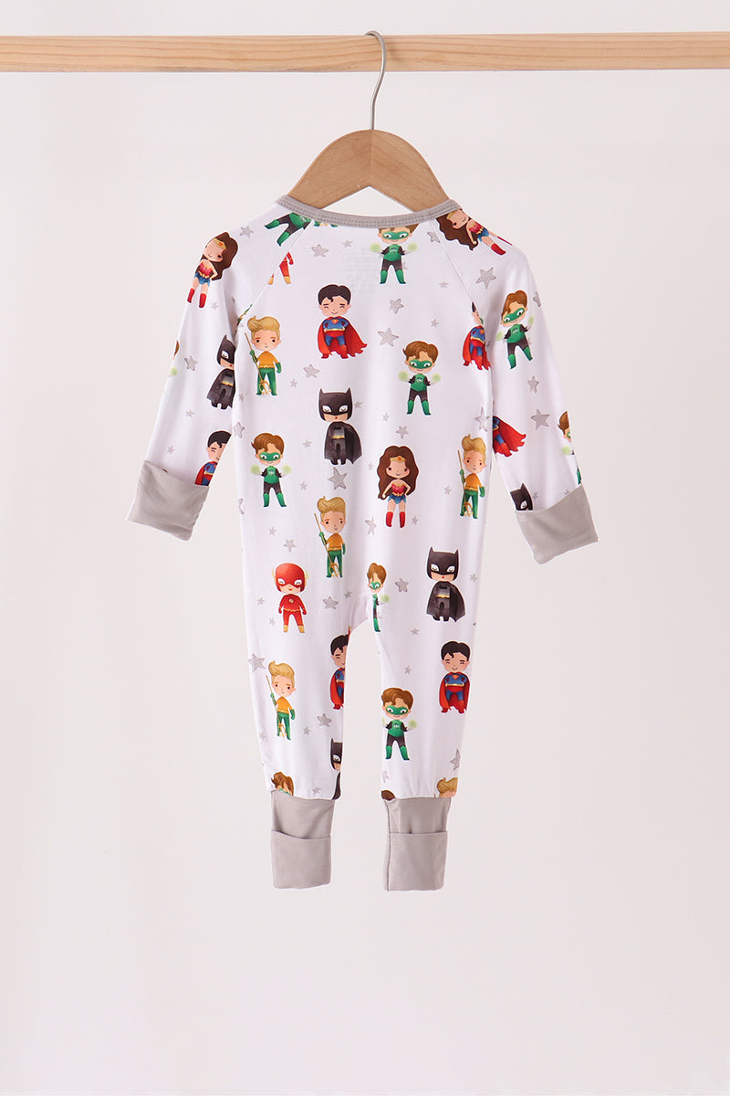 Grey character bamboo zipper romper