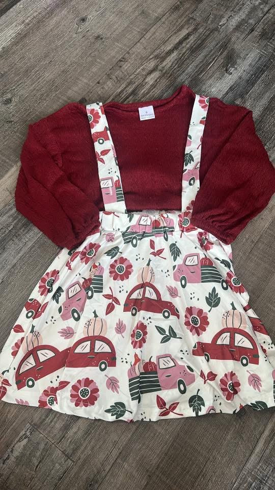 Burgundy overall dress & top set