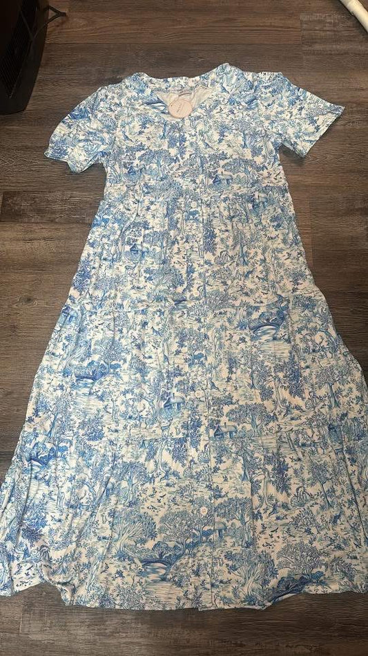 Blue toile mom dress