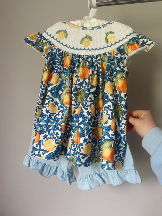 2T girls lemon short set