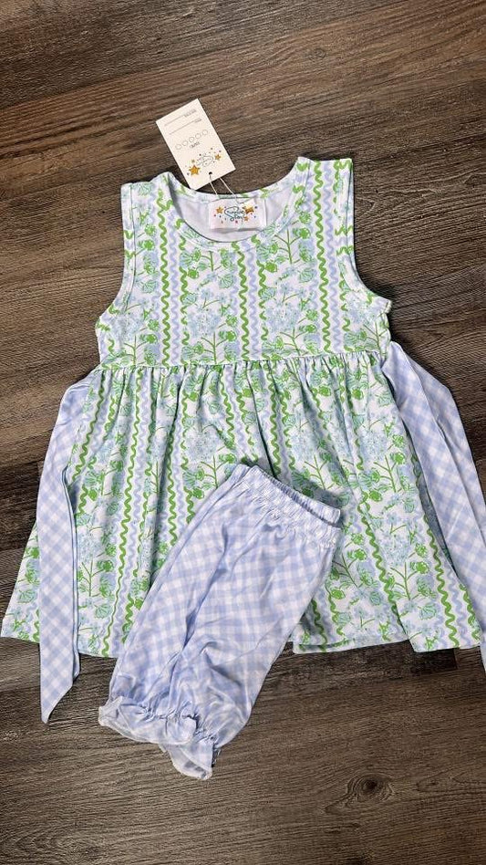 Girls green & blue floral set