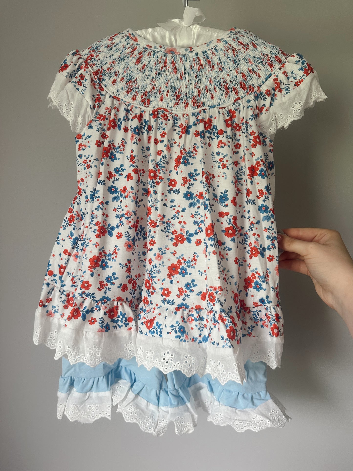 girls patriotic lace short set