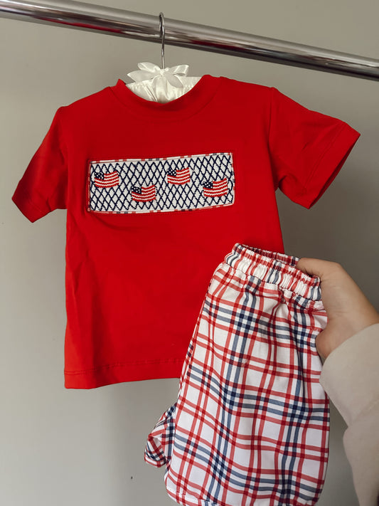 Boys handsmocked patriotic short set