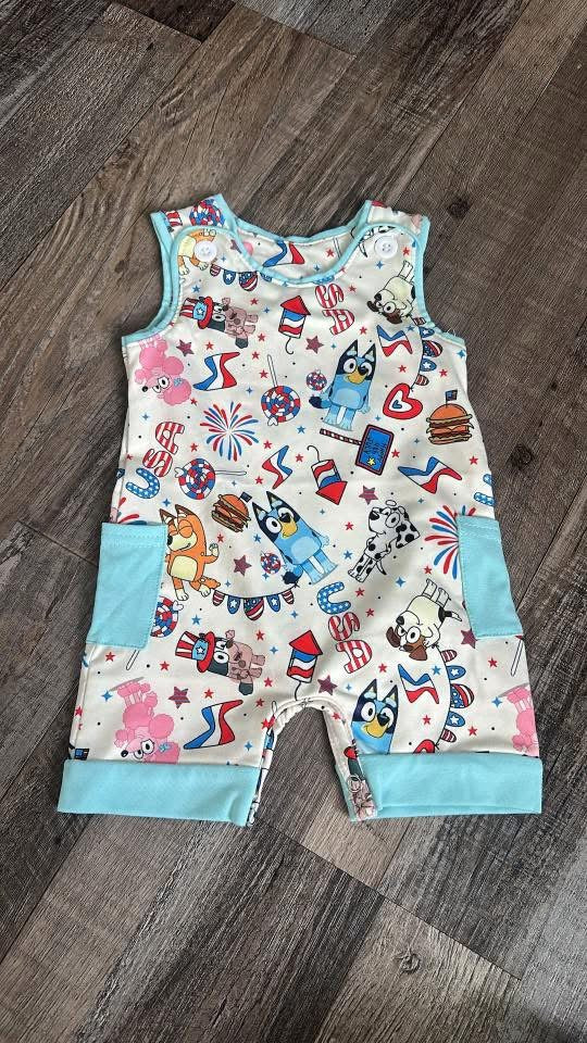 Boys heeler fam patriotic romper