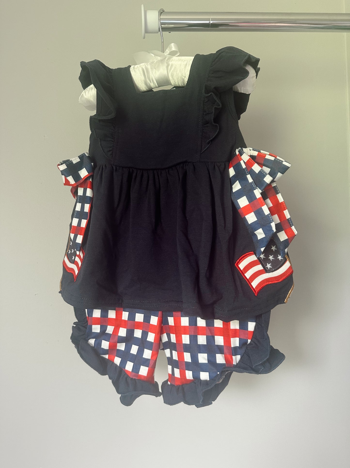 girls patriotic flag short set