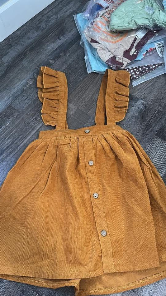 Burnt orange overall dress