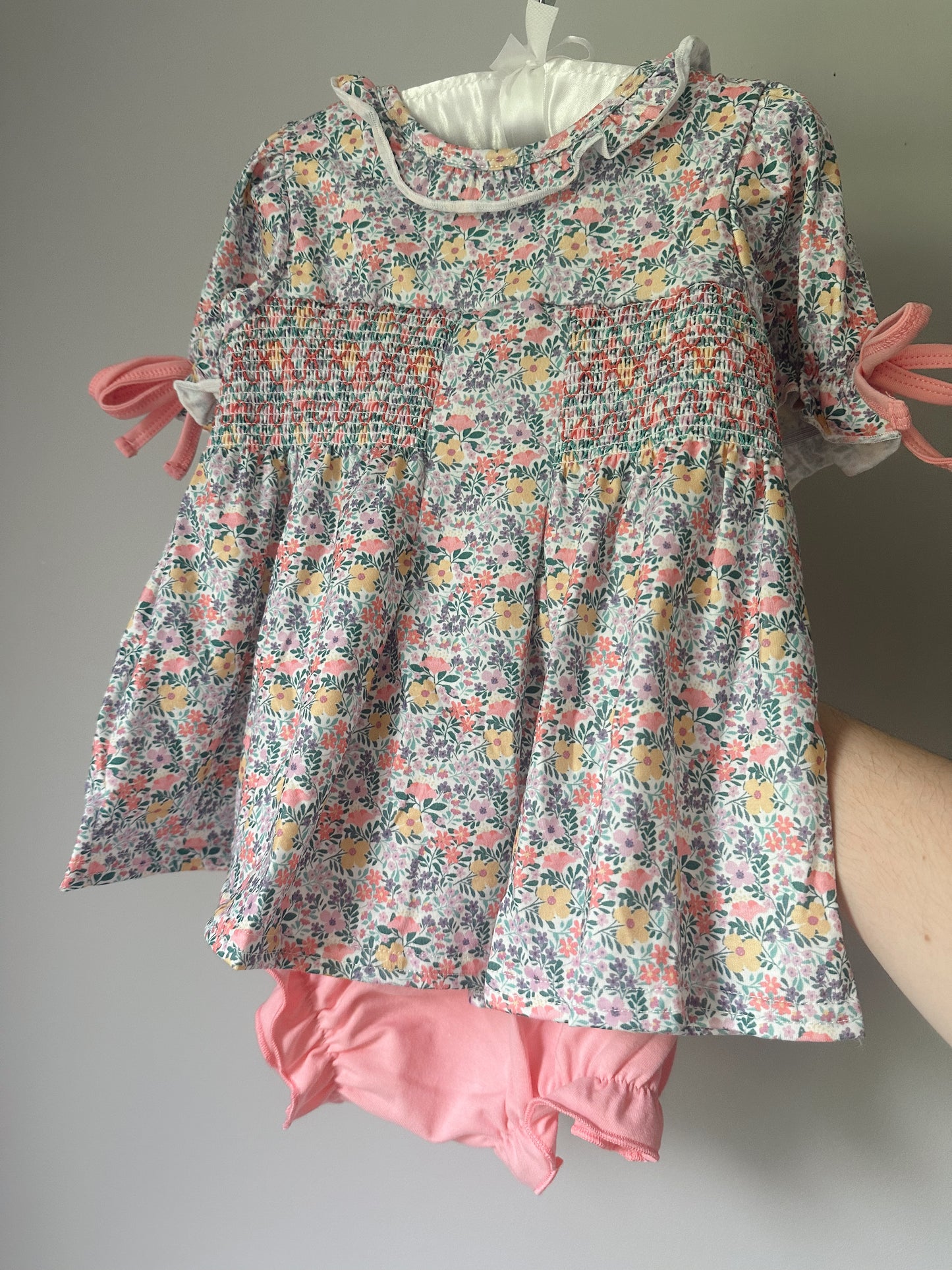 girls geometric smock floral diaper set
