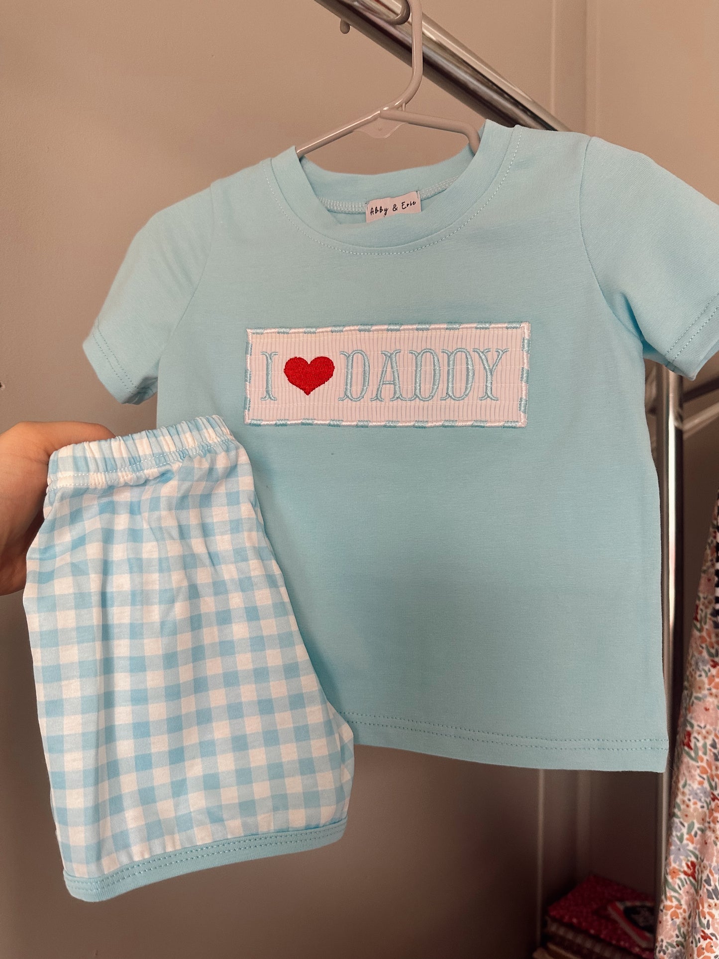 I heart daddy boys short set