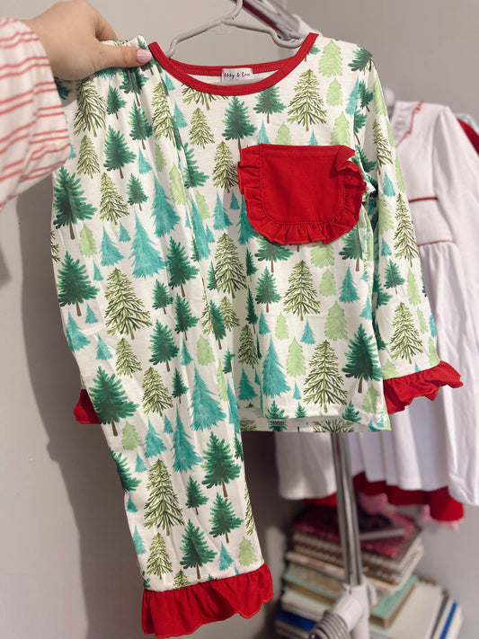 4T Girls tree PJ set