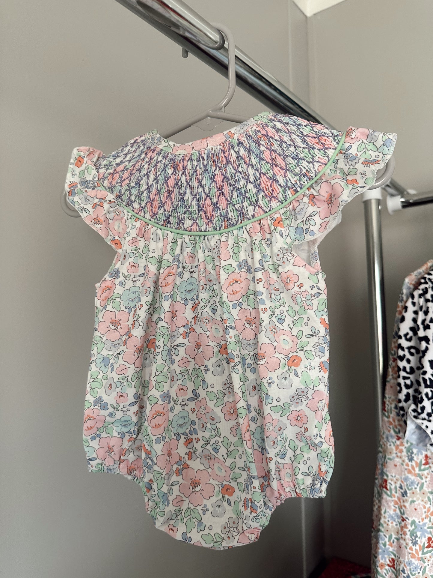 girls spring geometric smock bubble