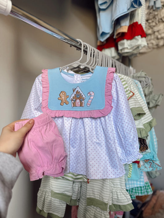 Girls gingerbread diaper set