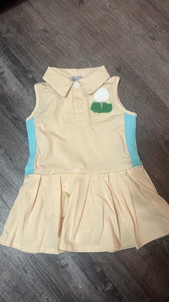 Girls French knot golf pleated dress