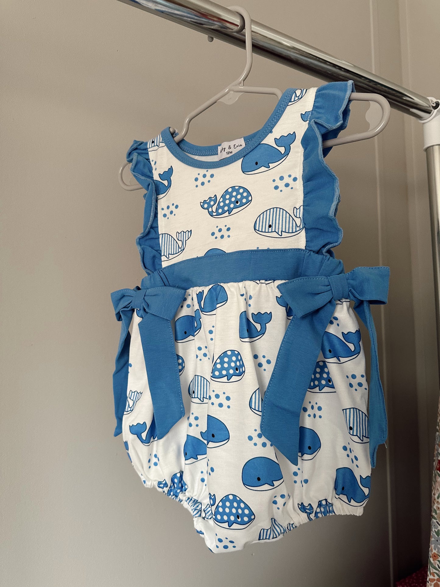 12M girls blue whale ruffle bubble