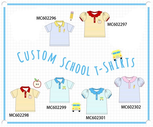 PO81 Back to school pencil apple bus embroidery stripe top collection - closing 2/16 - ETA July