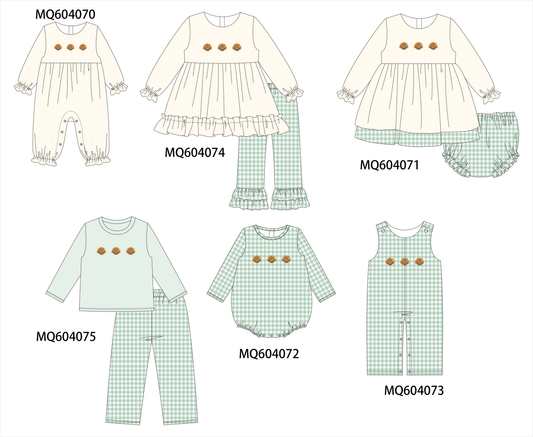 PO87 Beige&green thanksgiving turkey embroidery gingham collection - closing 4/20 - ETA early October