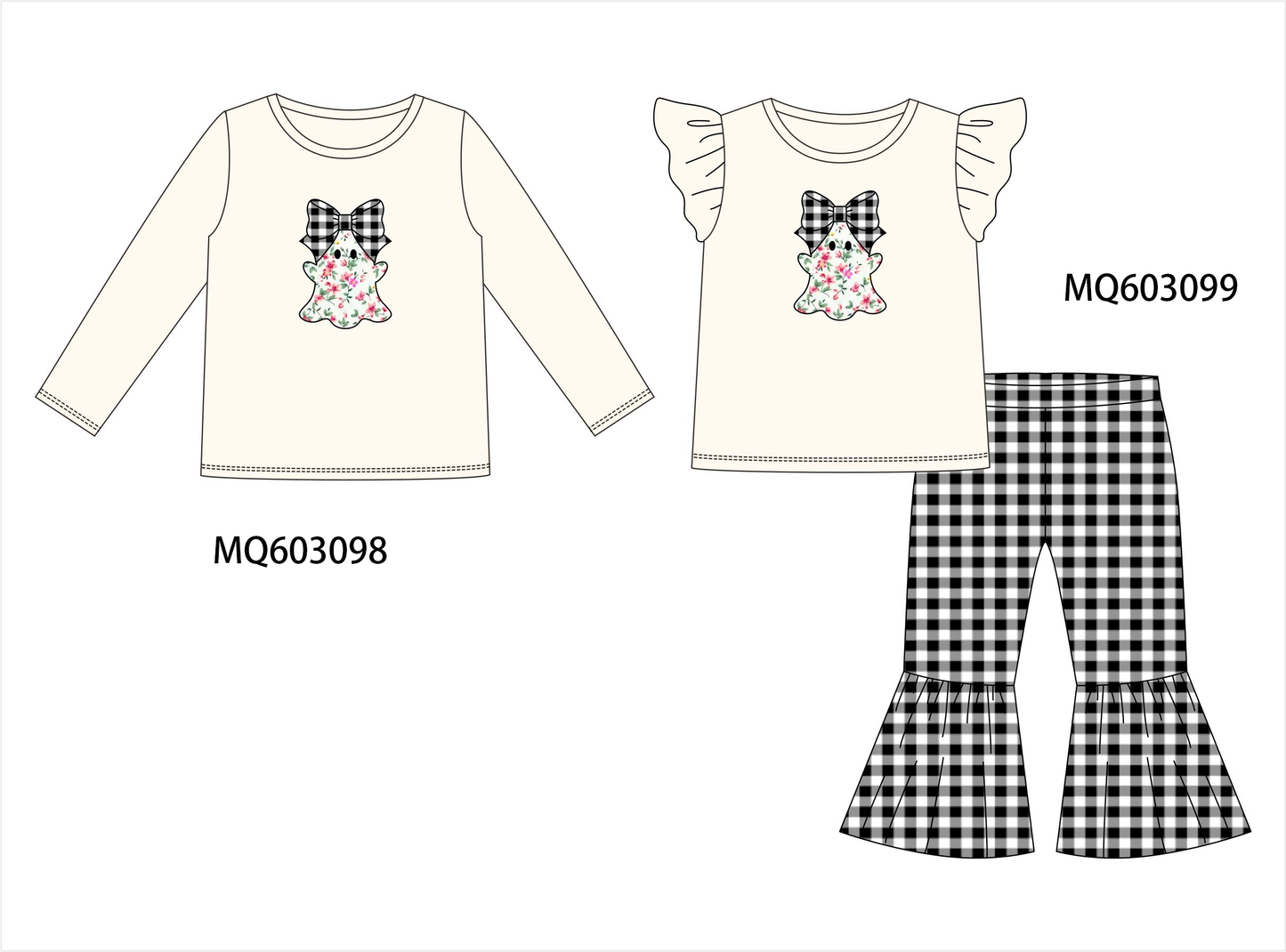 PO84 Beige halloween ghost bow embroidery collection - ETA late august - closing 3/23