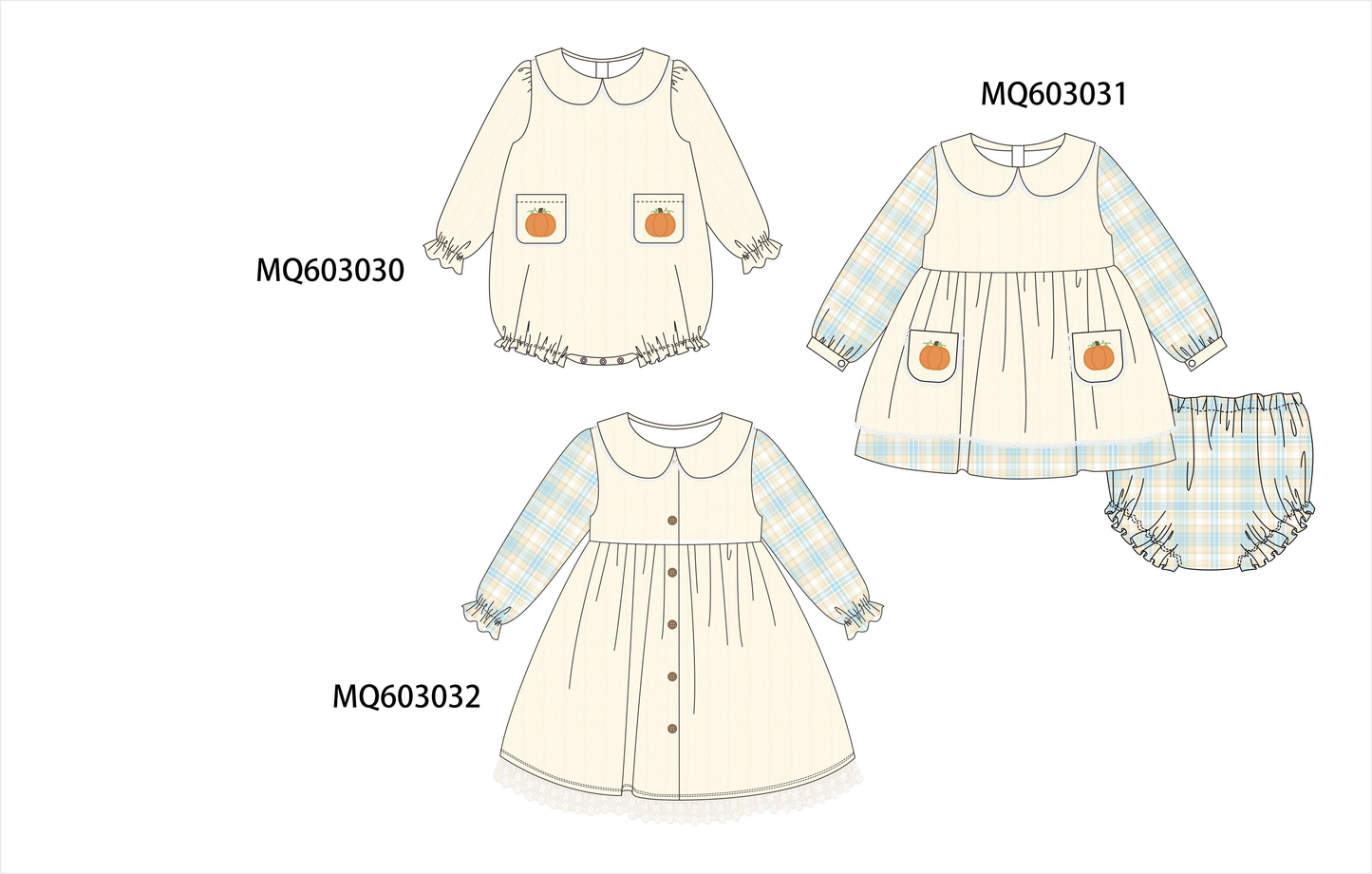 PO84 Beige pumpkin embroidery plaid collection - ETA late august - closing 3/23