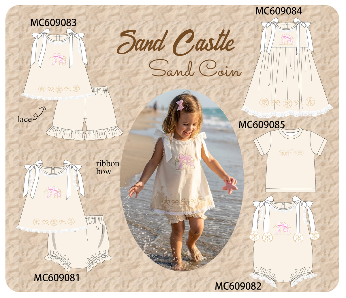 PO104 Beige sand castle embroidery collection - closing 9/14 - ETA February