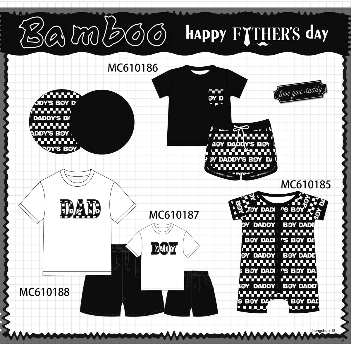 PO108 Black happy father's day checkered bamboo collection - closing 10/26 - ETA march