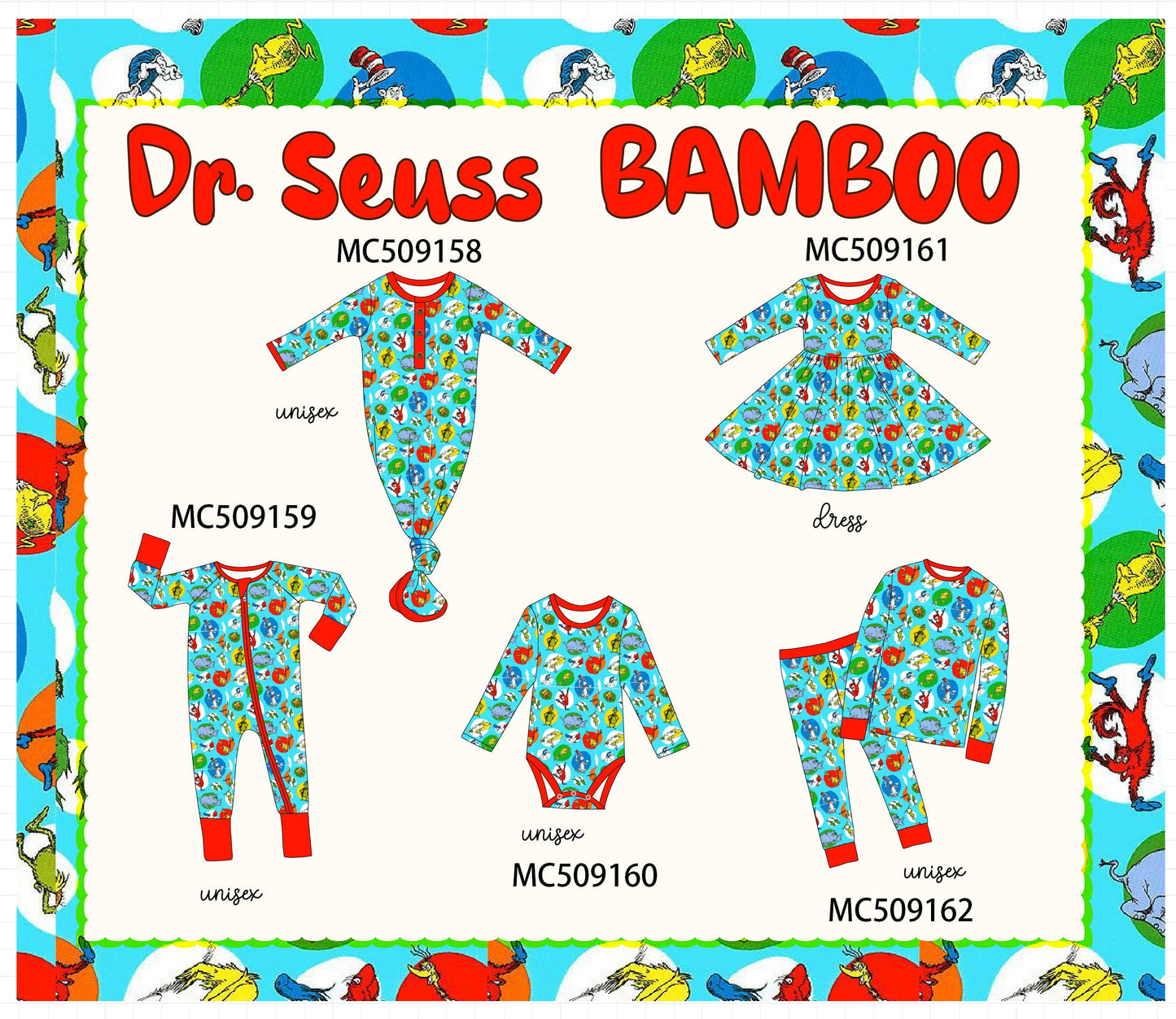 PO65 Blue Dr. Seuss bamboo collection  - closing 9/15- ETA late January