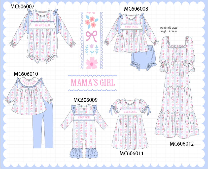 PO95 Blue MAMA'S GIRL embroidery floral collection