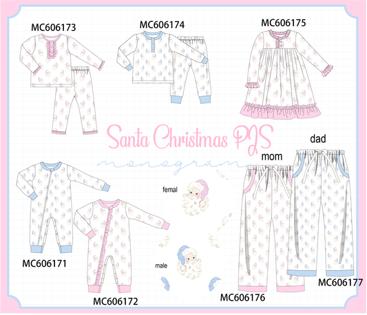 PO95 Blue&pink christmas santa claus pajama collection - closing 6/22 - ETA late November