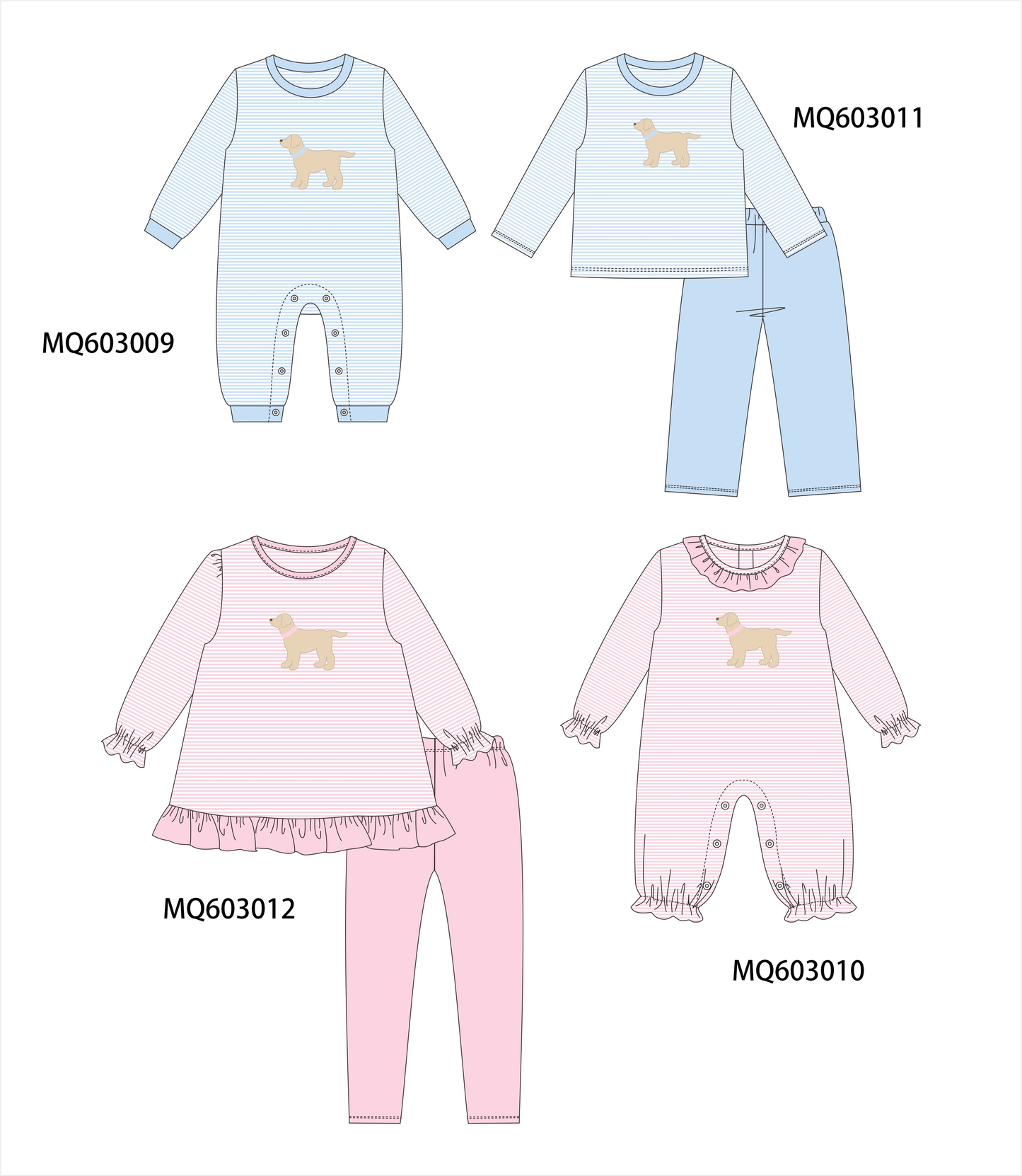 PO84 Blue&pink puppy embroidery stripe collection - ETA late august - closing 3/23