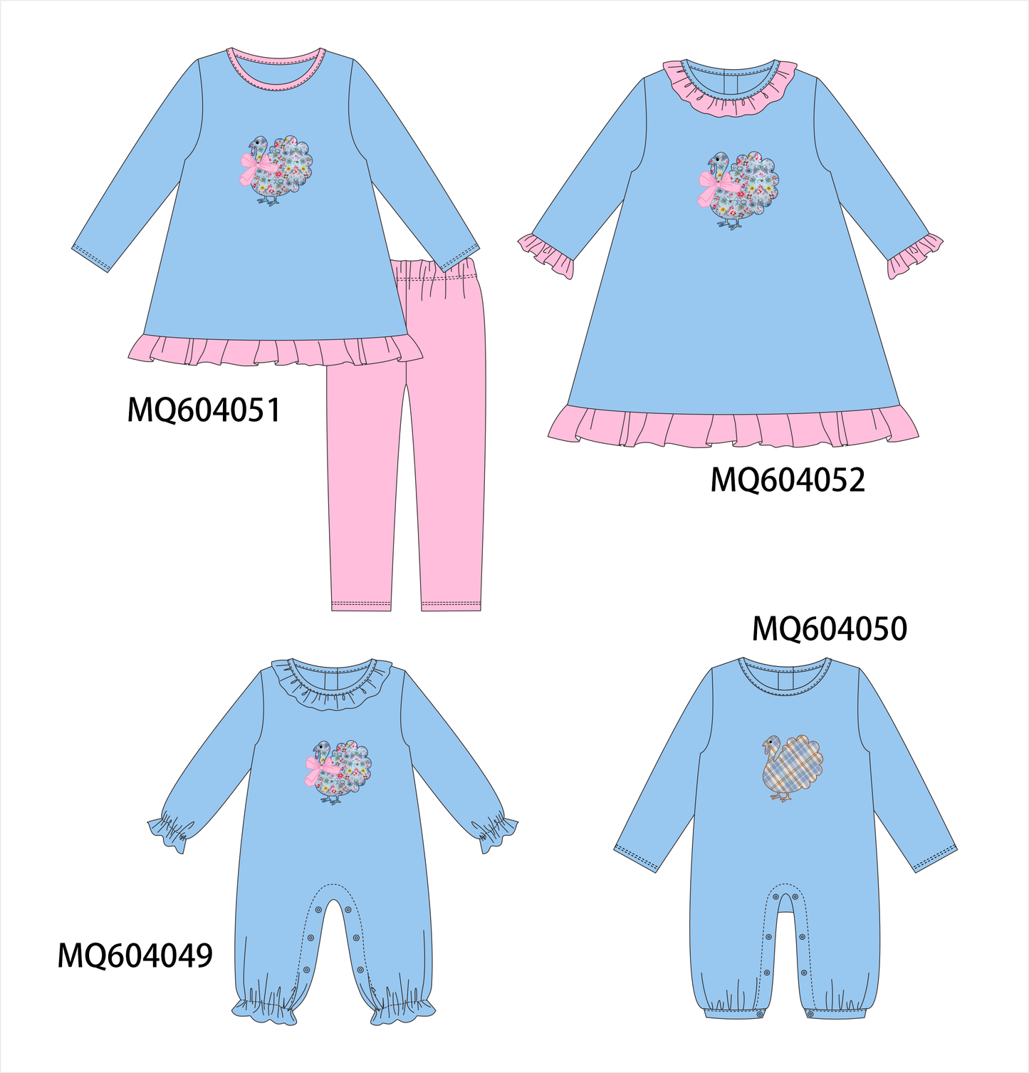 PO87 Blue thanksgiving turkey floral applique collection - closing 4/20 - ETA early October