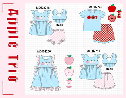 PO81 Blue back to school apple applique collection - closing 2/16 - ETA July