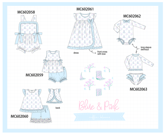 PO81 Blue boots print ruffle collection - closing 2/16 - ETA July
