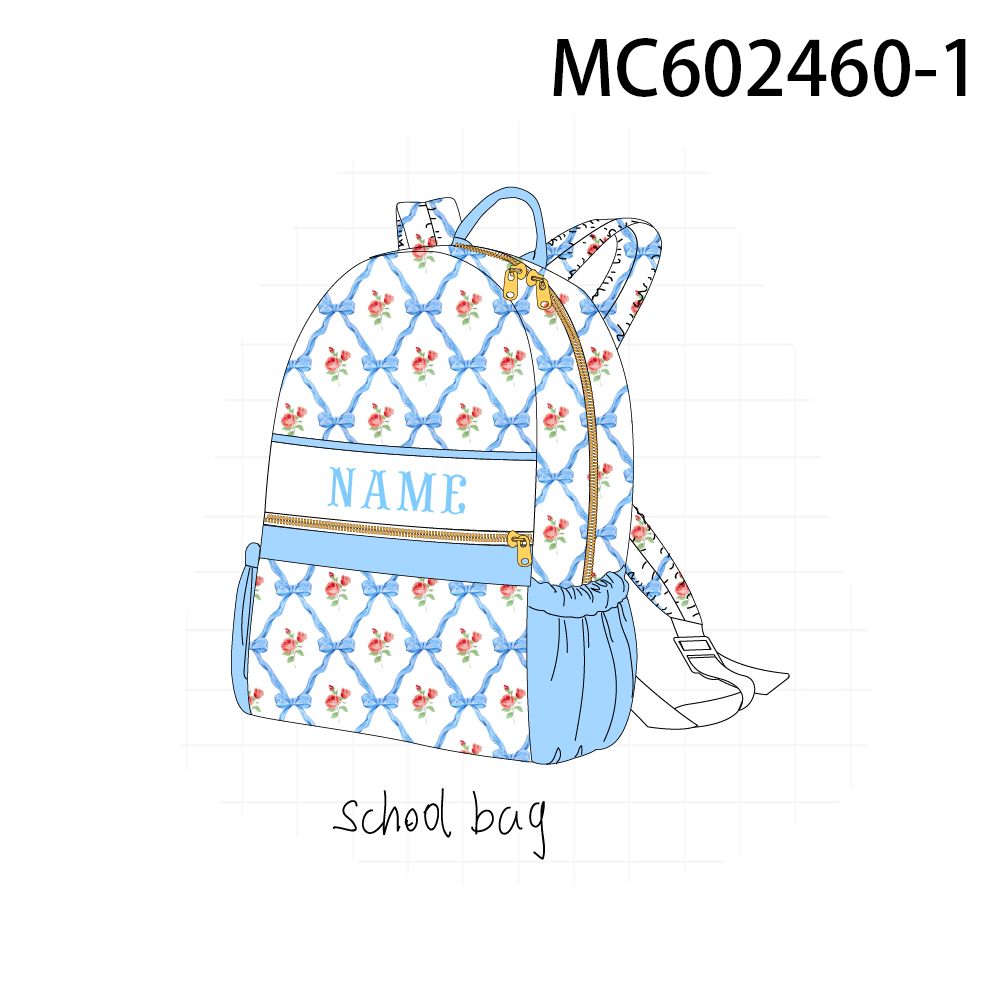 PO82 Blue bow monogram embroidery backpack - closing 3/2 - ETA July