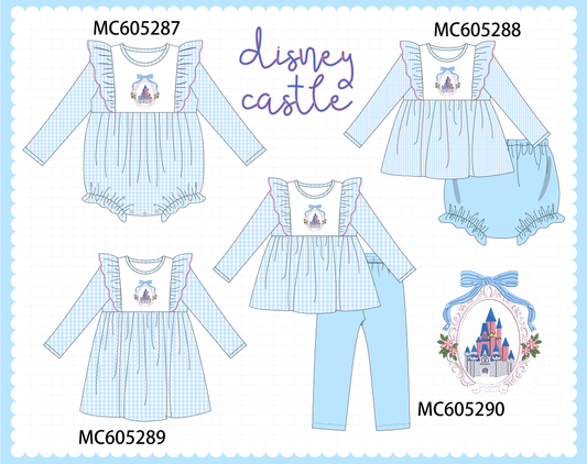 PO92 Blue castle embroidey ruffle gingham collection - closing 5/25 - ETA late October