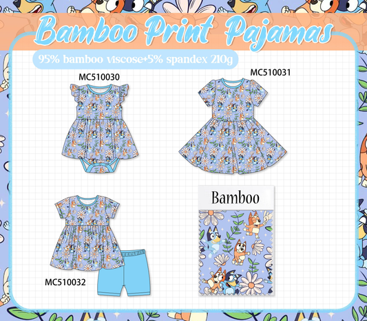 PO69 Blue character daisy print bamboo collection- closing 10/27 - eta early march