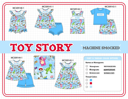 PO65 Blue character monogram smocked collection - closing 9/15- ETA late January
