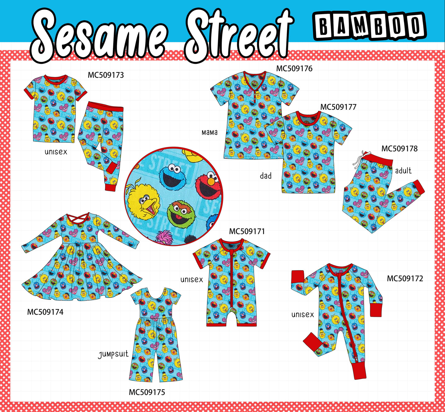 PO65 Blue character print bamboo collection - closing 9/15- ETA late January
