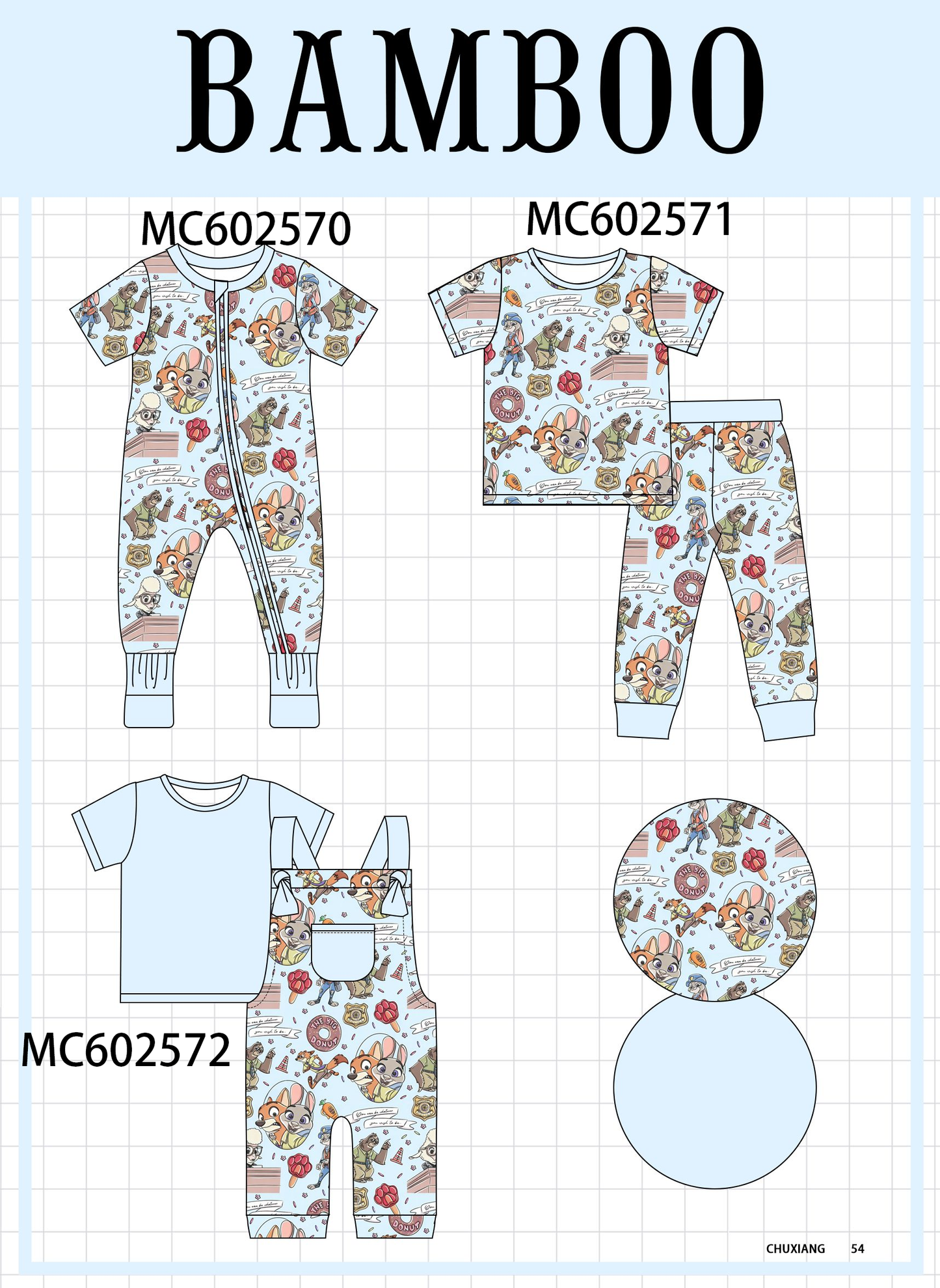 PO82 Blue character print bamboo collection - closing 3/2 - ETA July
